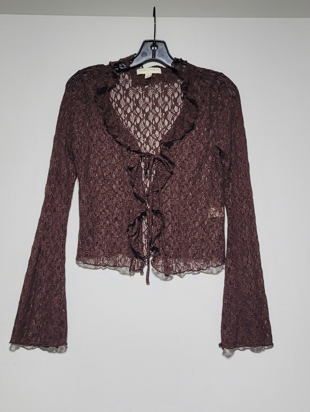 Y2K, Coquette, Vintage-inspired, Cottagecore, Romantic Brown Floral Lace Top